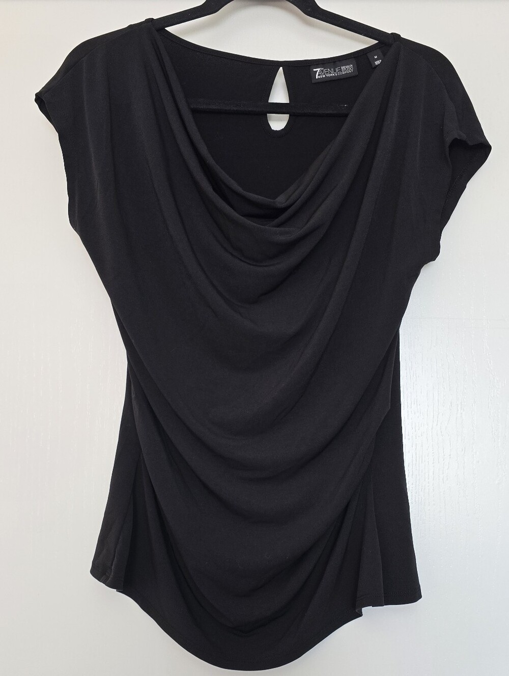 7th Avenue Design Studio NY&Co - Black Cowl Neck Ruched Top